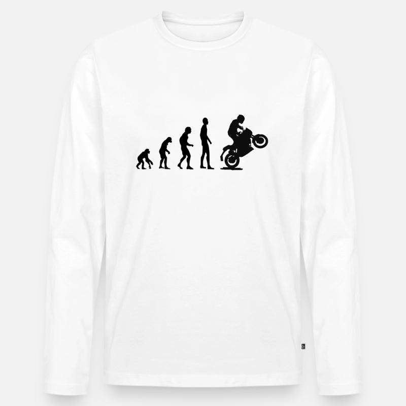 Evolution Motorrad - Männer Premium Bio Langarmshirt - Weiß