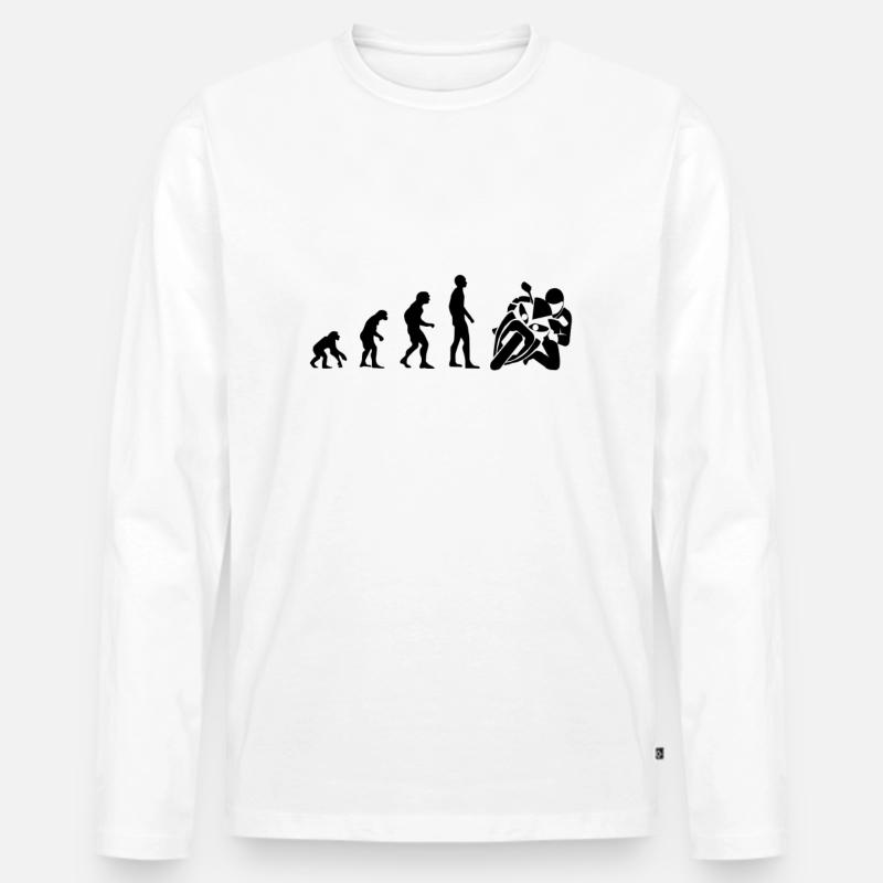 Evolution Motorrad - Männer Premium Bio Langarmshirt - Weiß