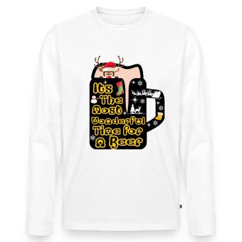 Joyeux Noël, Joyeux Noël, Joyeux Noël - T-shirt manches longues Premium bio Homme - blanc - Devant - Nico (187cm)