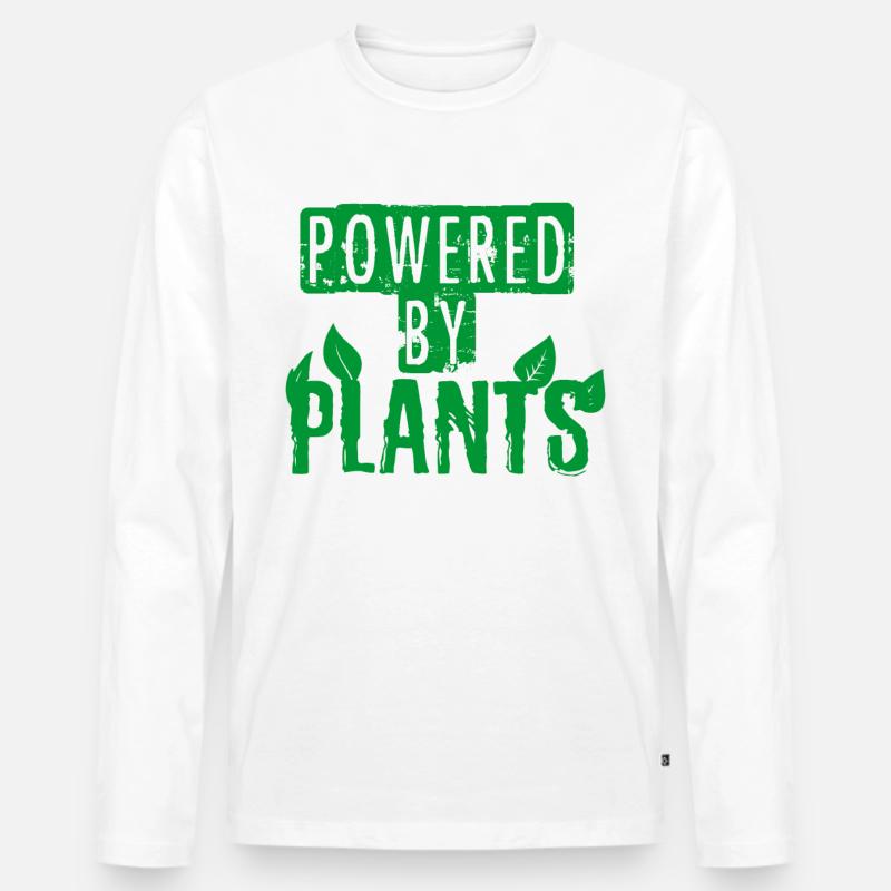 Powered by Plants Vegan - Männer Premium Bio Langarmshirt - Weiß
