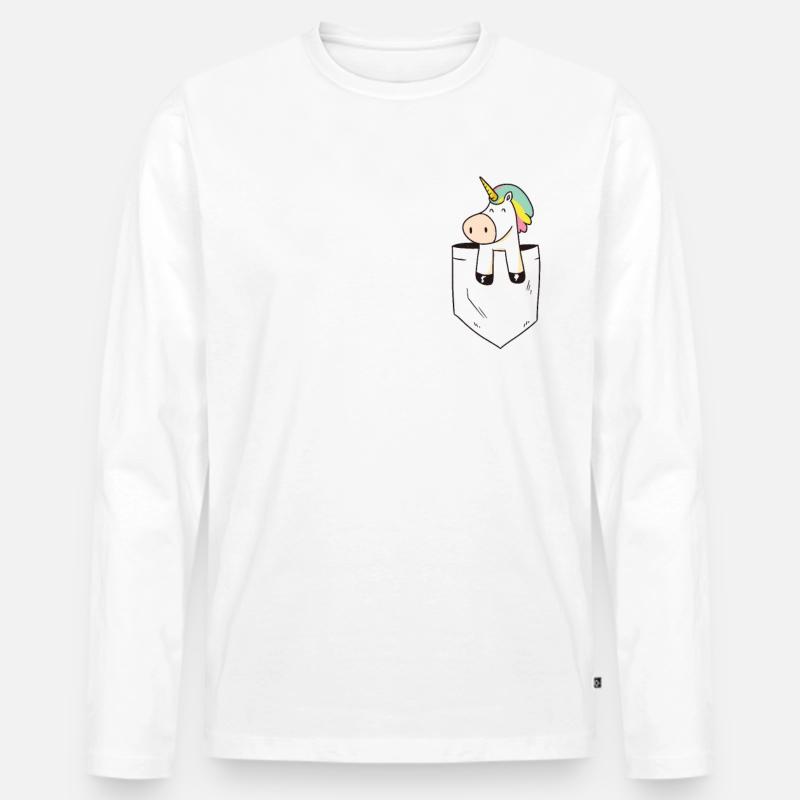 Einhorn Einhörner Tasche - Männer Premium Bio Langarmshirt - Weiß