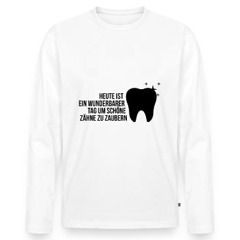 Schöne Zähne - Männer Premium Bio Langarmshirt - Weiß - Vorne - Nico (187cm)