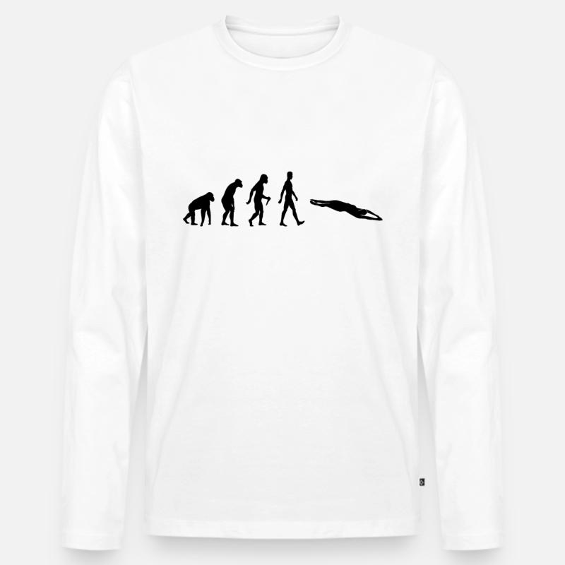 Evolution Schwimmen - Männer Premium Bio Langarmshirt - Weiß