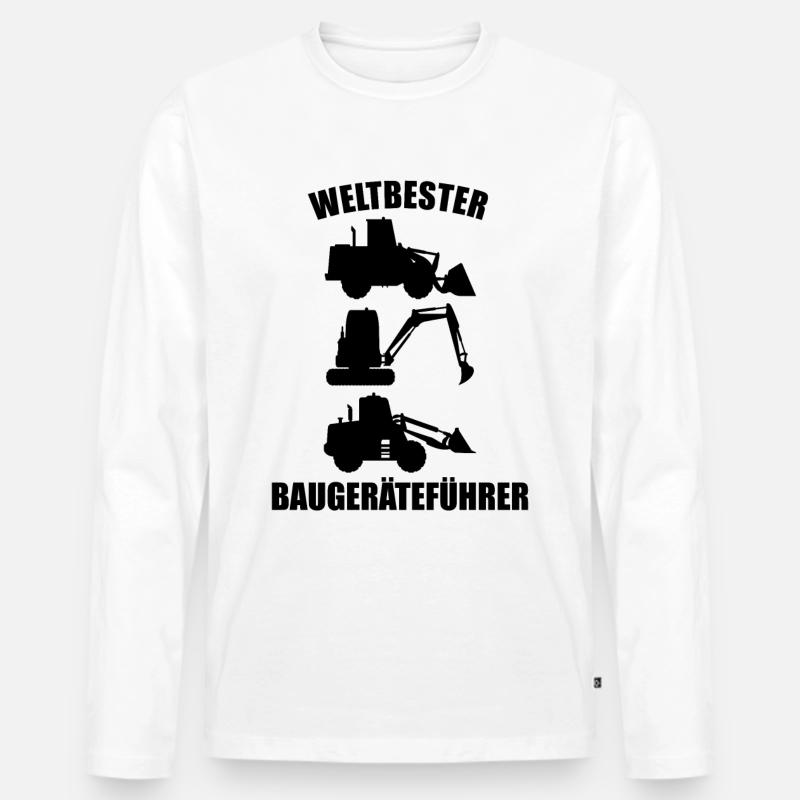 Baugeräteführer Baggerfahrer Bauarbeiter Geschenk - Männer Premium Bio Langarmshirt - Weiß