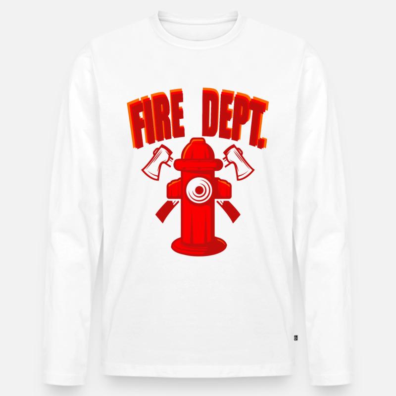 Fire Dept. Feuerwehrmann Hydrant - Männer Premium Bio Langarmshirt - Weiß
