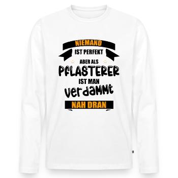 Pflasterer Steinsetzer Geschenkidee Steinleger - Männer Premium Bio Langarmshirt - Weiß - Vorne - Nico (187cm)