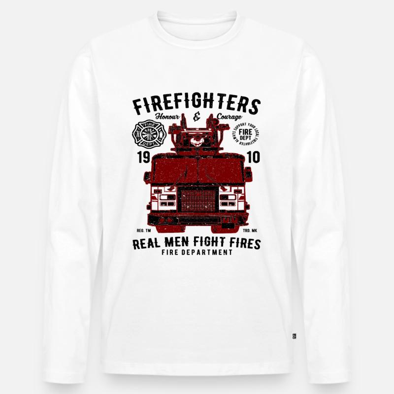 Feuerwehrleute Echte Männer bekämpfen Brände - Männer Premium Bio Langarmshirt - Weiß