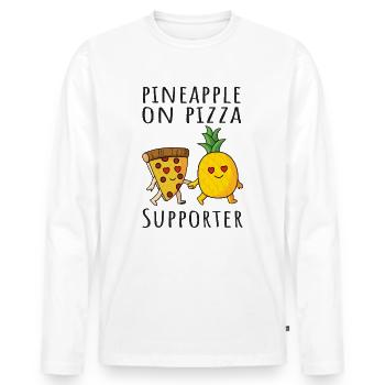 Pizza Hawaii Ananas Pizza Essen - Männer Premium Bio Langarmshirt - Weiß - Vorne - Nico (187cm)