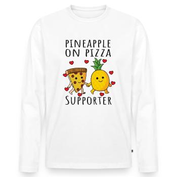 Pizza Hawaii Ananas Pizza Essen - Männer Premium Bio Langarmshirt - Weiß - Vorne - Nico (187cm)