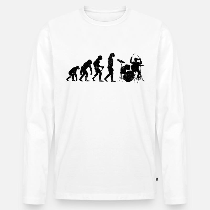 Evolution Schlagzeug - Männer Premium Bio Langarmshirt - Weiß