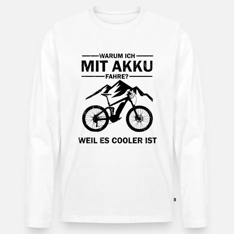 E-Bike E-Mtb Elektrofahrrad Ebike - Männer Premium Bio Langarmshirt - Weiß