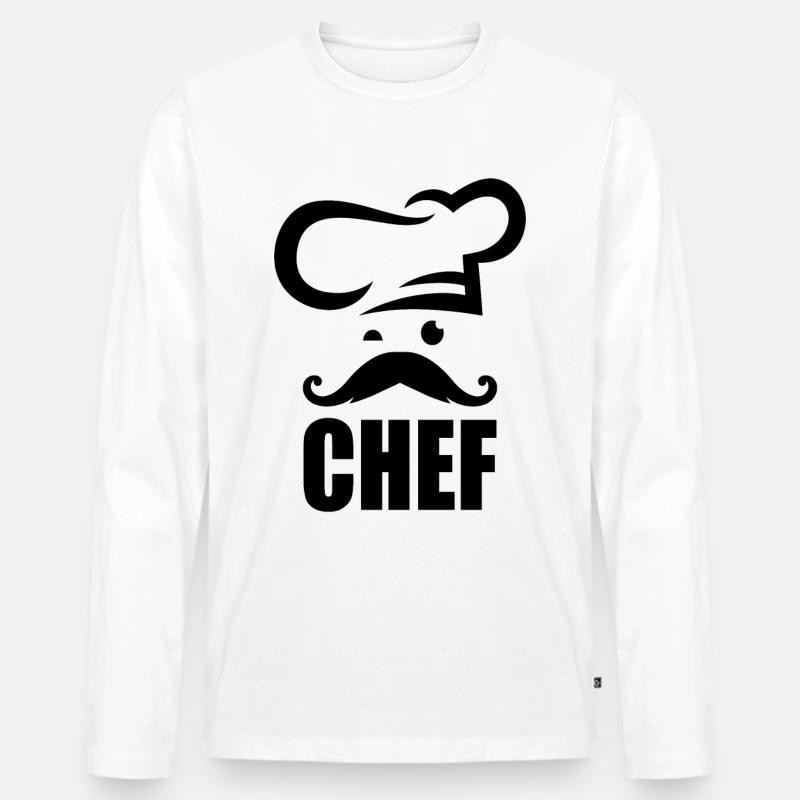 Chefkoch - Koch mit Schnurrbart - Männer Premium Bio Langarmshirt - Weiß