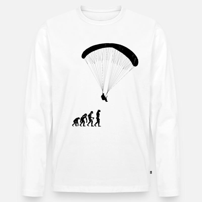 Evolution Gleitschirm - Männer Premium Bio Langarmshirt - Weiß