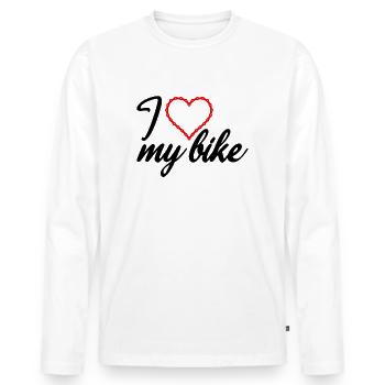 J’adore mon vélo - T-shirt manches longues Premium bio Homme - blanc - Devant - Nico (187cm)