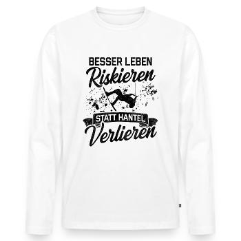 Wakeboard Besser Leben Riskieren Statt Hantel Verl - Männer Premium Bio Langarmshirt - Weiß - Vorne - Nico (187cm)