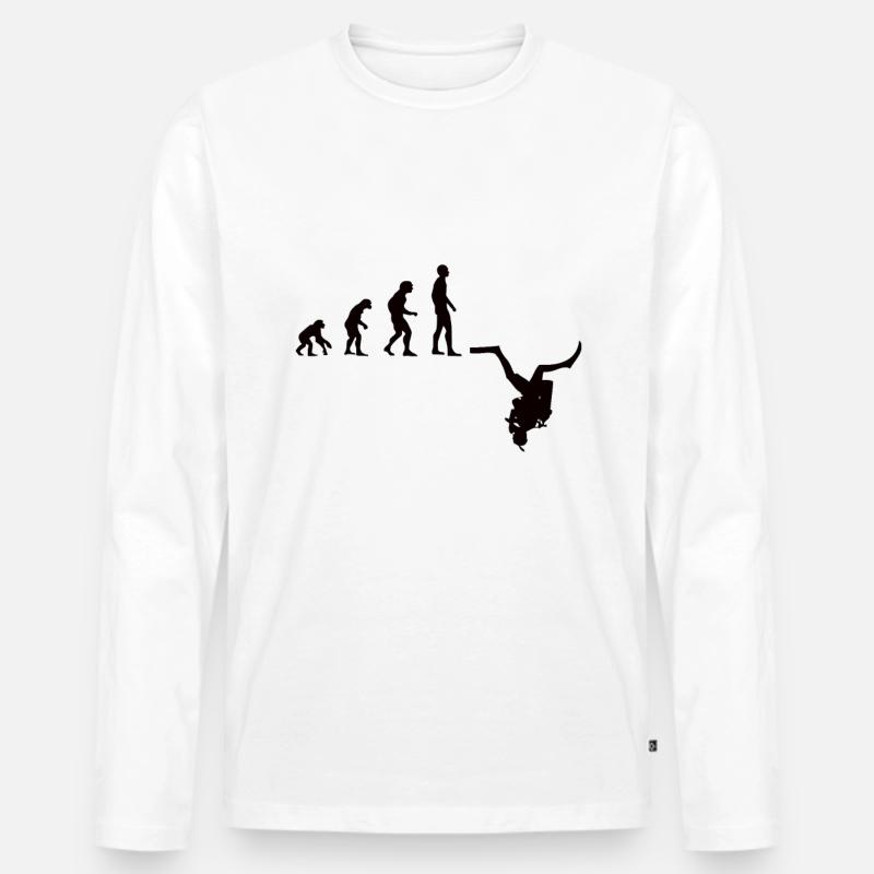 Tauchen Evolution | Menschen Entwicklung Idee - Männer Premium Bio Langarmshirt - Weiß