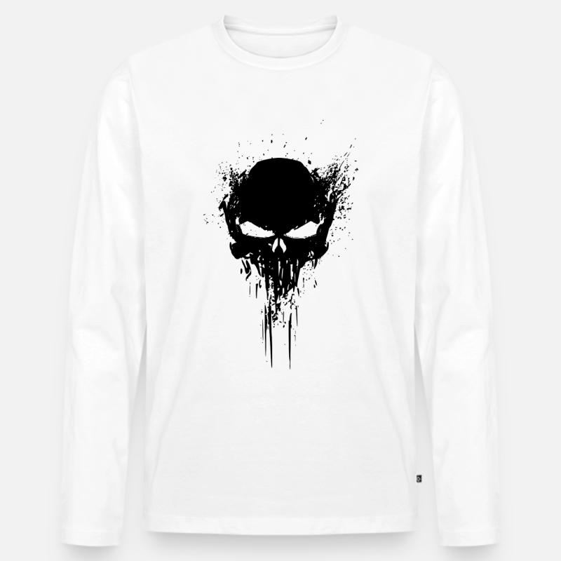 TOTENKOPF Schädel - Männer Premium Bio Langarmshirt - Weiß