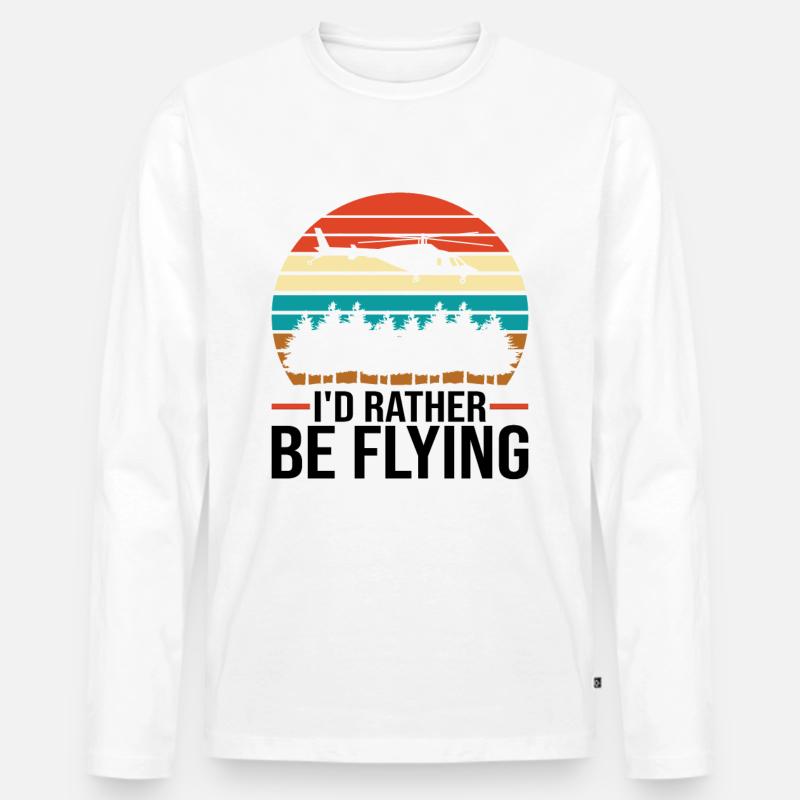 Helikopter Pilot Hubschrauber - Männer Premium Bio Langarmshirt - Weiß