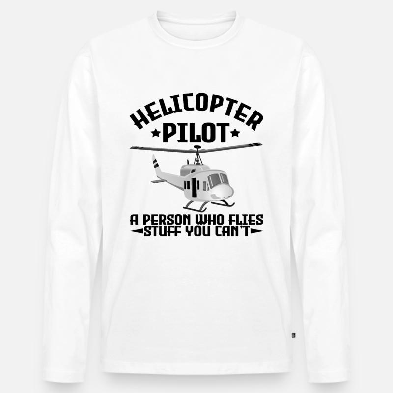 Helikopter Pilot Hubschrauber Heli - Männer Premium Bio Langarmshirt - Weiß