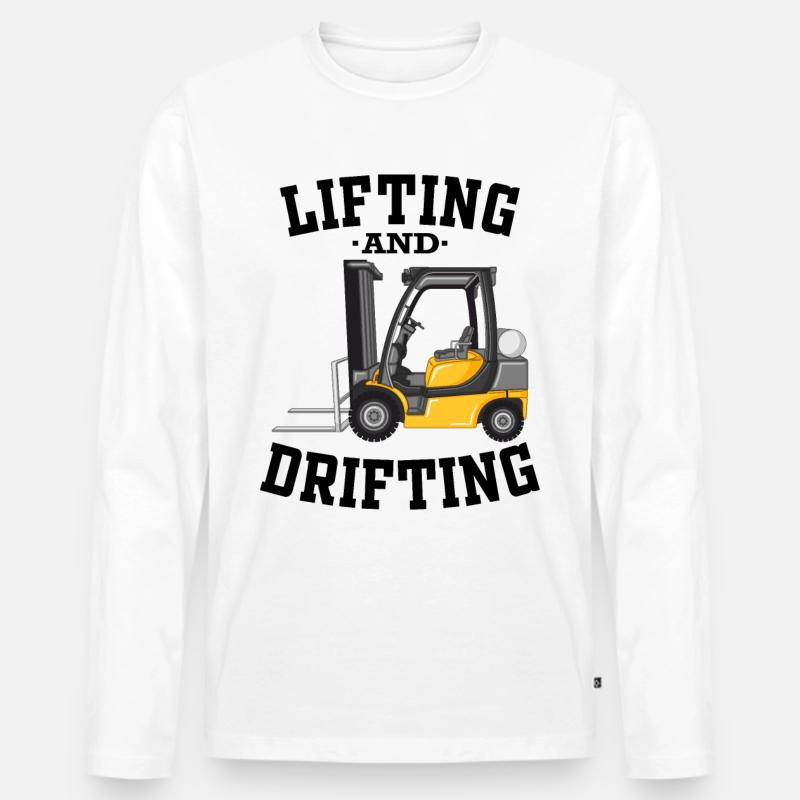 Staplerfahrer Gabelstapler Stapler Geschenk - Männer Premium Bio Langarmshirt - Weiß