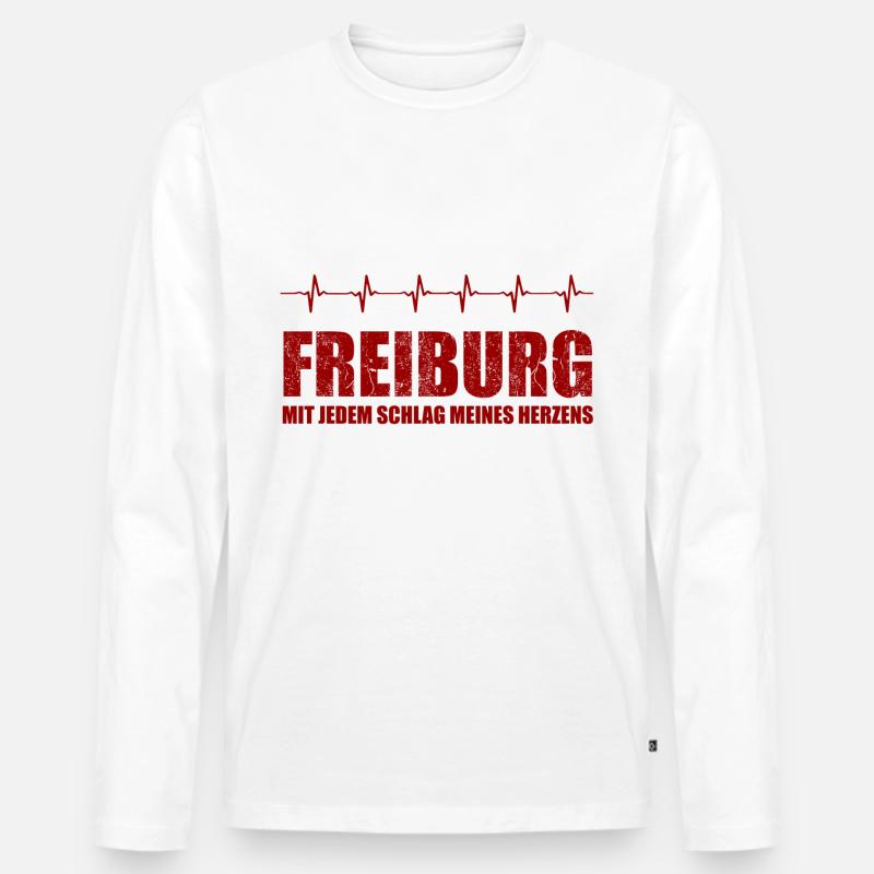 FREIBURG-Geschenk - Männer Premium Bio Langarmshirt - Weiß