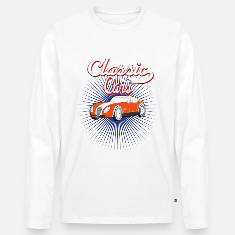 Automobil Auto Oldtimer Klassik - Männer Premium Bio Langarmshirt - Weiß