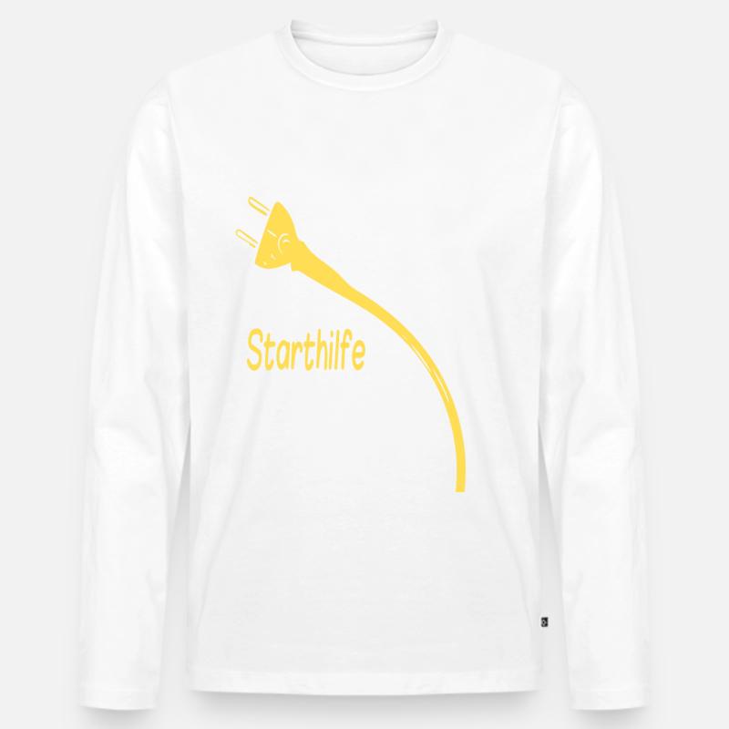 Starthilfe Kabel - Männer Premium Bio Langarmshirt - Weiß