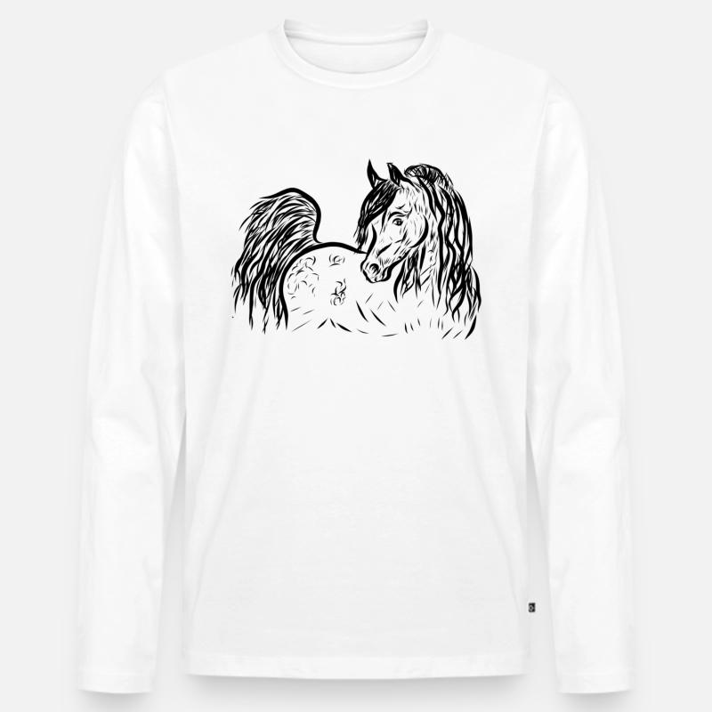 Araber Pferd - Männer Premium Bio Langarmshirt - Weiß