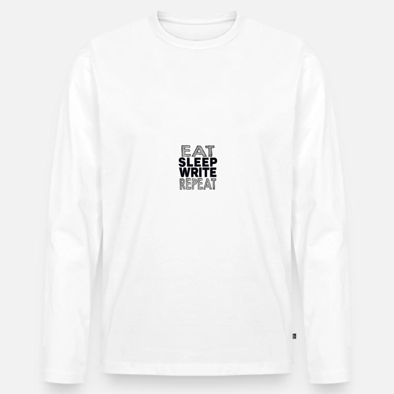 eat sleep write repeat - Männer Premium Bio Langarmshirt - Weiß
