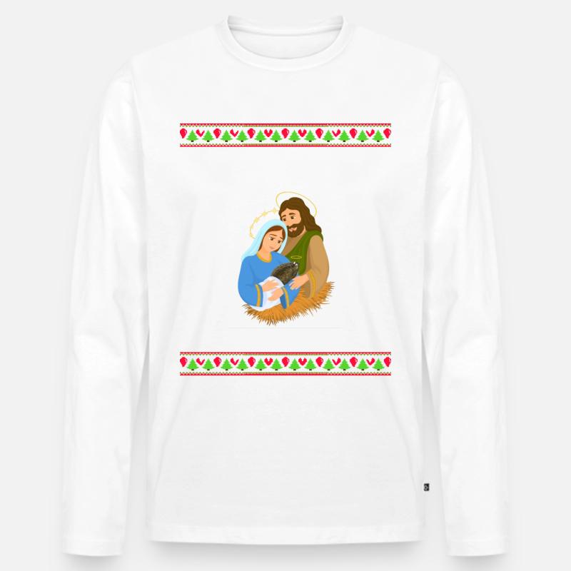 Ein echtes WeihnachtsFLUNDER - Männer Premium Bio Langarmshirt - Weiß