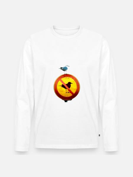 Be a rebel! Meme seagull with seagulls prohibited sign - Men's Premium Organic Long Sleeve Shirt - white