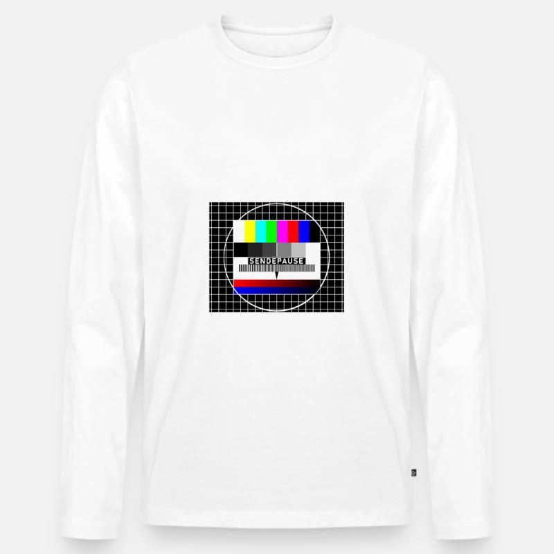 Sendepause Testbild Sendeschluss DDR Fernseher - Männer Premium Bio Langarmshirt - Weiß