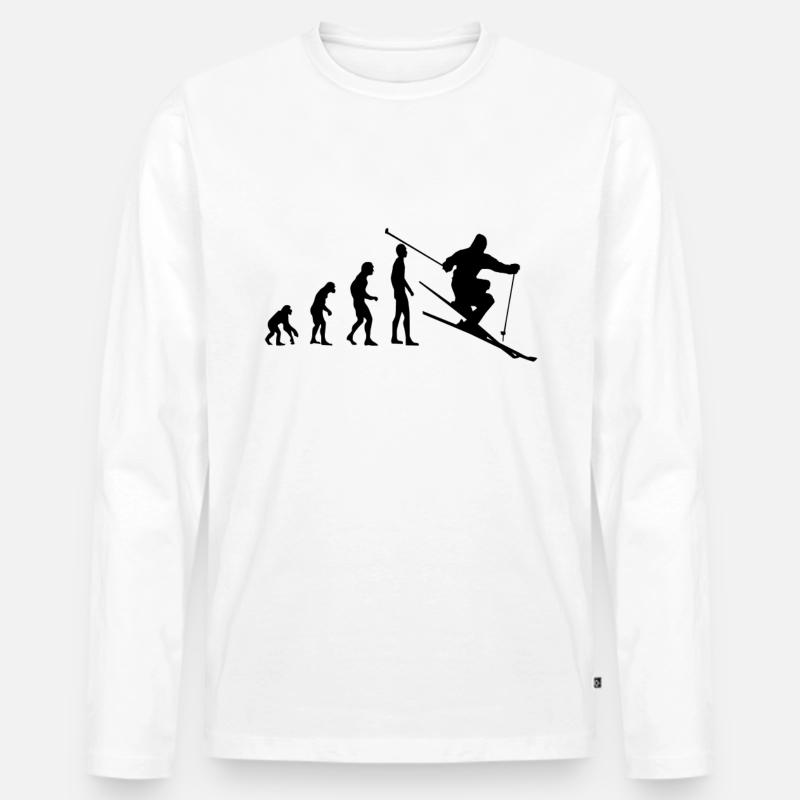 Evolution Ski - Männer Premium Bio Langarmshirt - Weiß