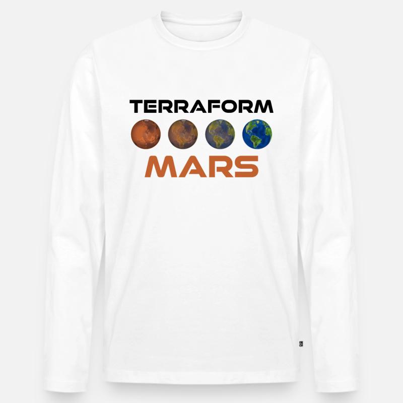 Terraform Mars - Männer Premium Bio Langarmshirt - Weiß