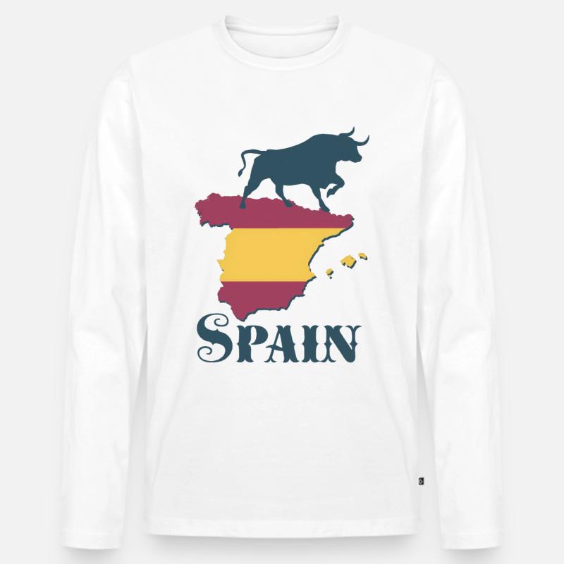 Spain - Männer Premium Bio Langarmshirt - Weiß