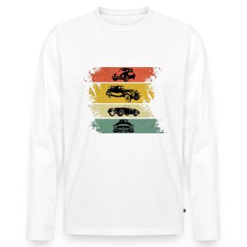 Retro Vintage Oldtimer Autos Cars - Männer Premium Bio Langarmshirt - Weiß - Vorne - Nico (187cm)