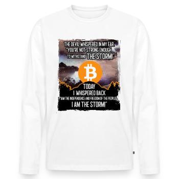 Bitcoin Storm - Men's Premium Organic Long Sleeve Shirt - white - Front - Nico (187cm)