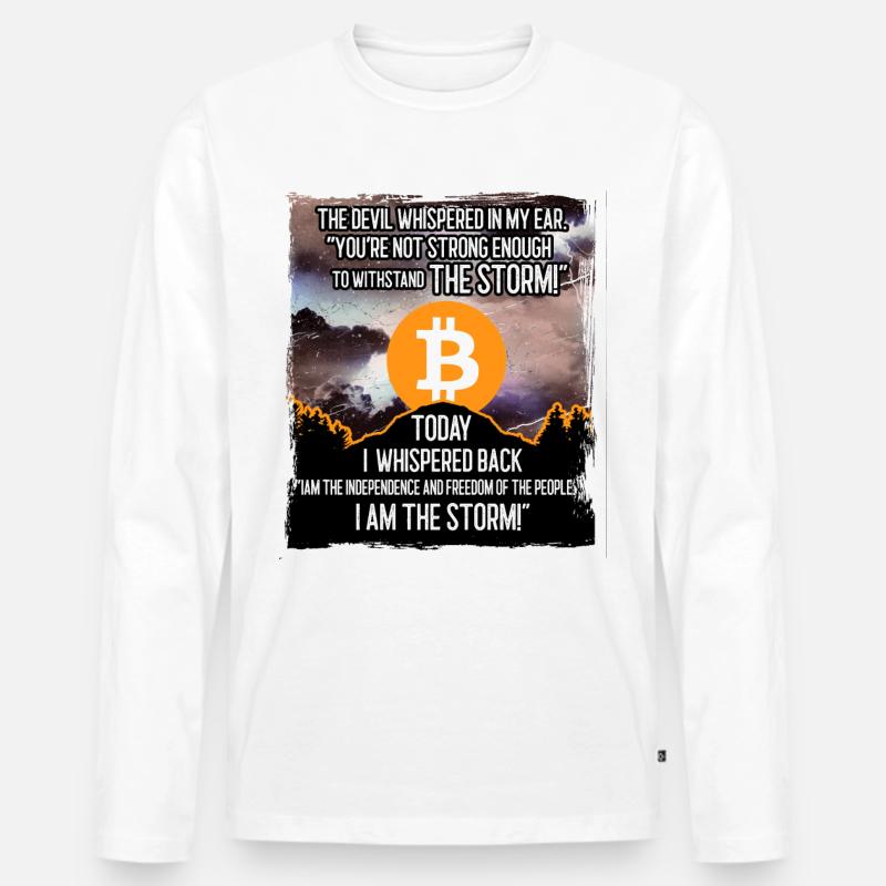 Bitcoin Storm - Männer Premium Bio Langarmshirt - Weiß