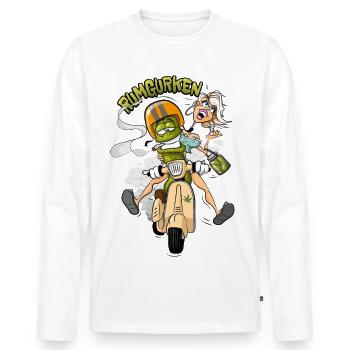 Rumgurken - Männer Premium Bio Langarmshirt - Weiß - Vorne - Nico (187cm)