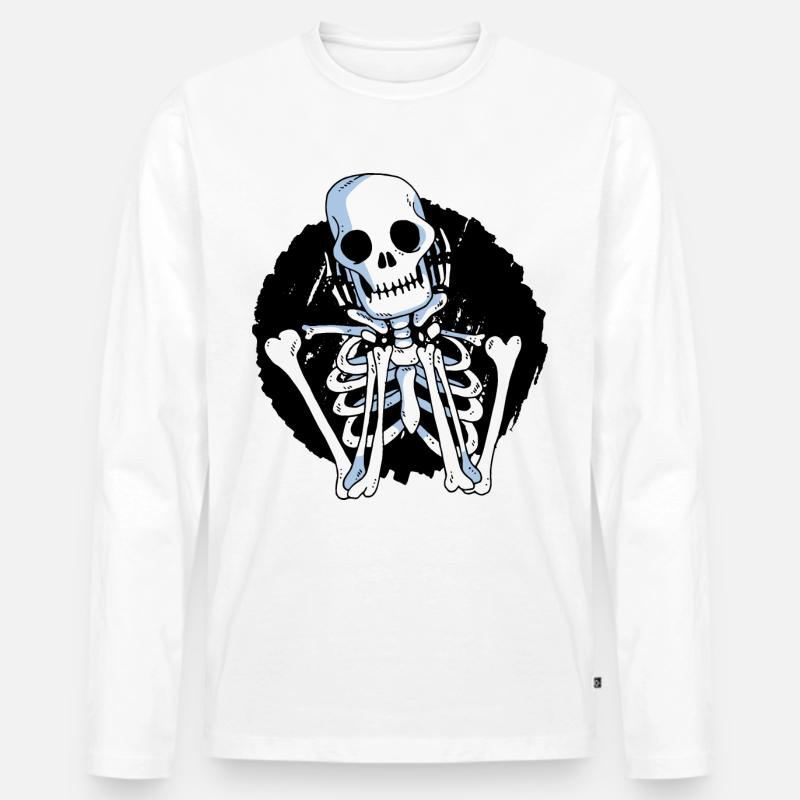 SKELETON - Männer Premium Bio Langarmshirt - Weiß