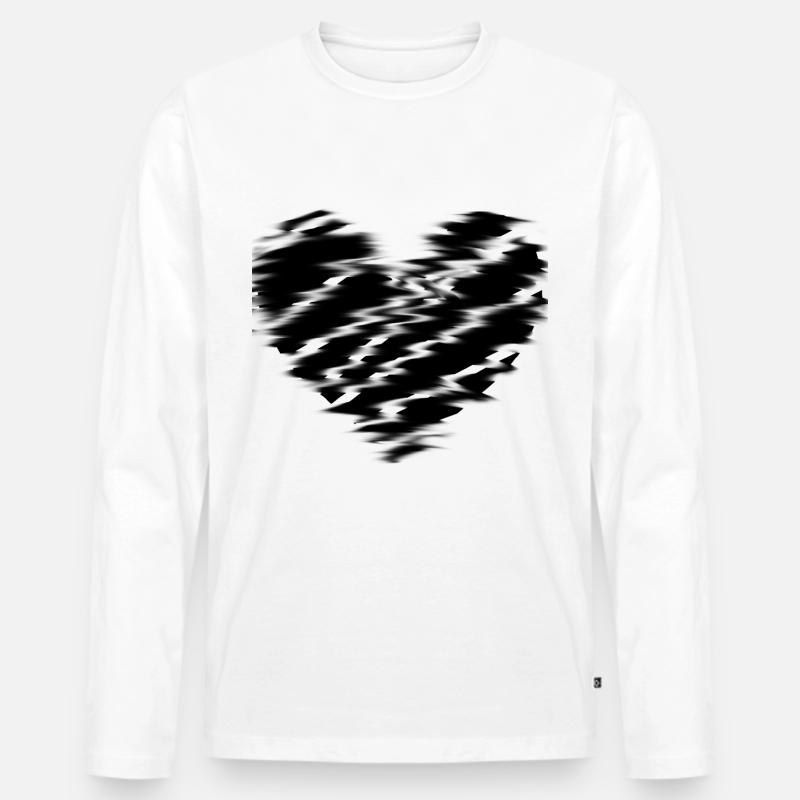 Schwarzes Herz verschwommen rauchig Geschenkidee - Männer Premium Bio Langarmshirt - Weiß