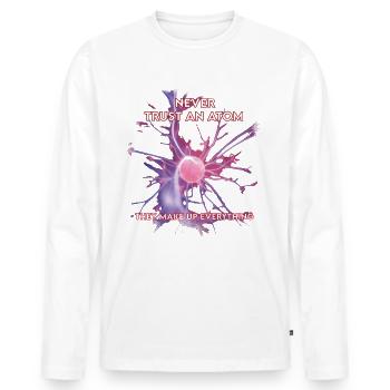Science Atom Humour - Men's Premium Organic Long Sleeve Shirt - white - Front - Nico (187cm)