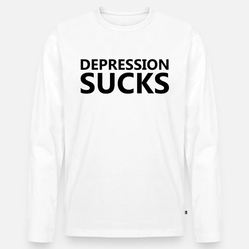 Depressionen Depression Depressiv Geschenk - Männer Premium Bio Langarmshirt - Weiß