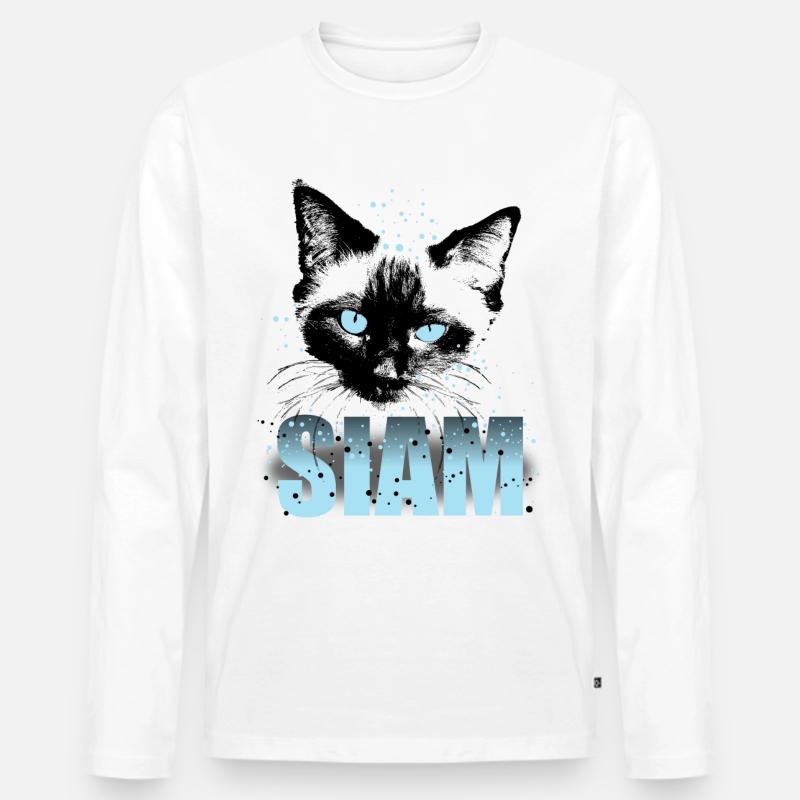 Siam Katze - Männer Premium Bio Langarmshirt - Weiß