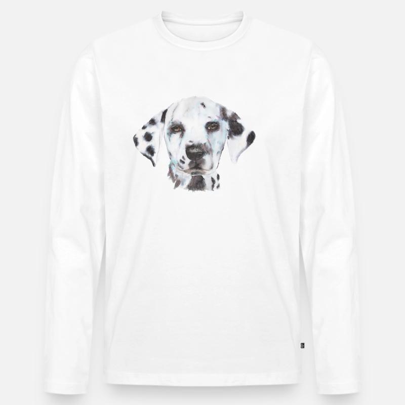 Dalmatiner - Männer Premium Bio Langarmshirt - Weiß