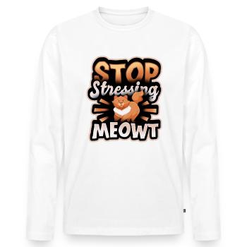 Meowt! - Men's Premium Organic Long Sleeve Shirt - white - Front - Nico (187cm)