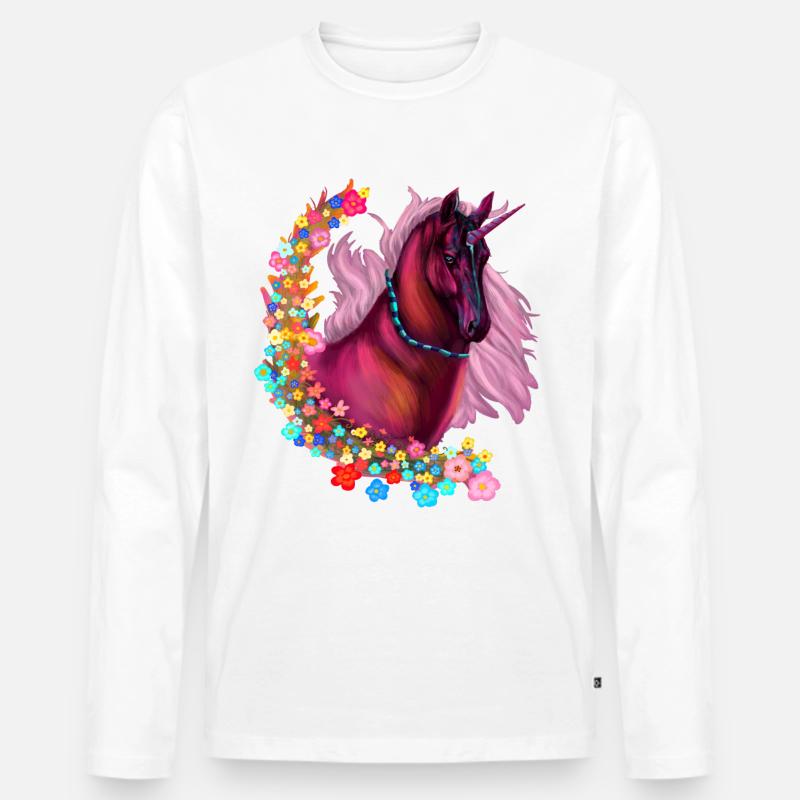 Rosa Einhorn - Männer Premium Bio Langarmshirt - Weiß