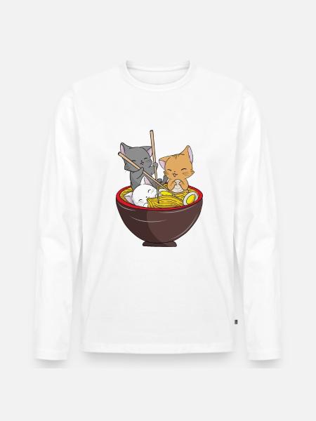 Ramen Cats Anime Apparel - Men's Premium Organic Long Sleeve Shirt - white