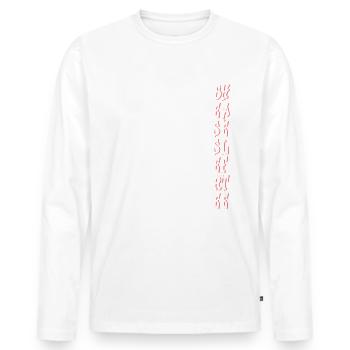 bessere haelfte links weiss - Männer Premium Bio Langarmshirt - Weiß - Vorne - Nico (187cm)