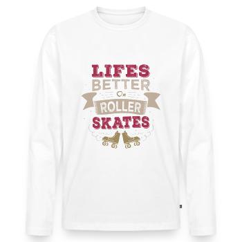 Rollers Design pour un fan de rollers - T-shirt manches longues Premium bio Homme - blanc - Devant - Nico (187cm)